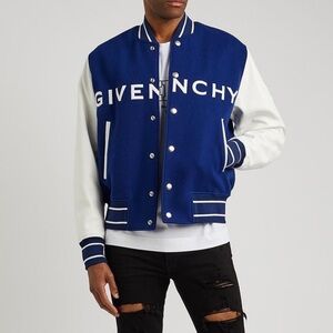 Givenchy Varsity Bomber Jacket – Blue/White – Unisex – Size 52 (Fits L/XL)
